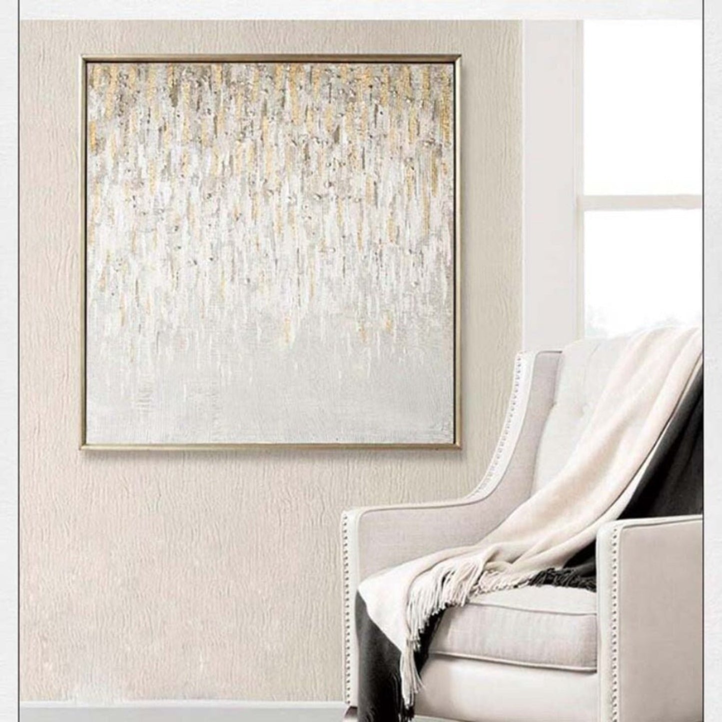 Nordic Raindrops Gold Foil Modern Texture Painting