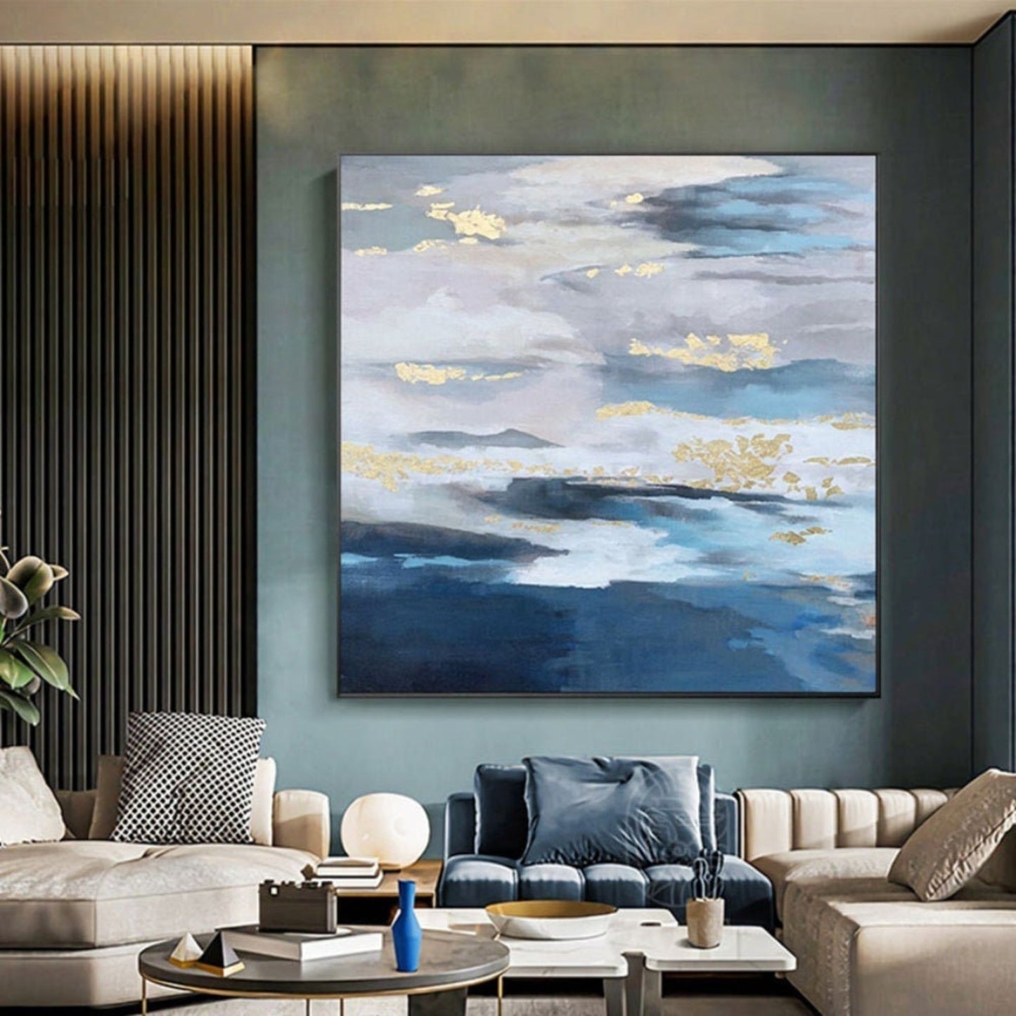 Beautiful Gold Foil Skyscape Contemporary Painting