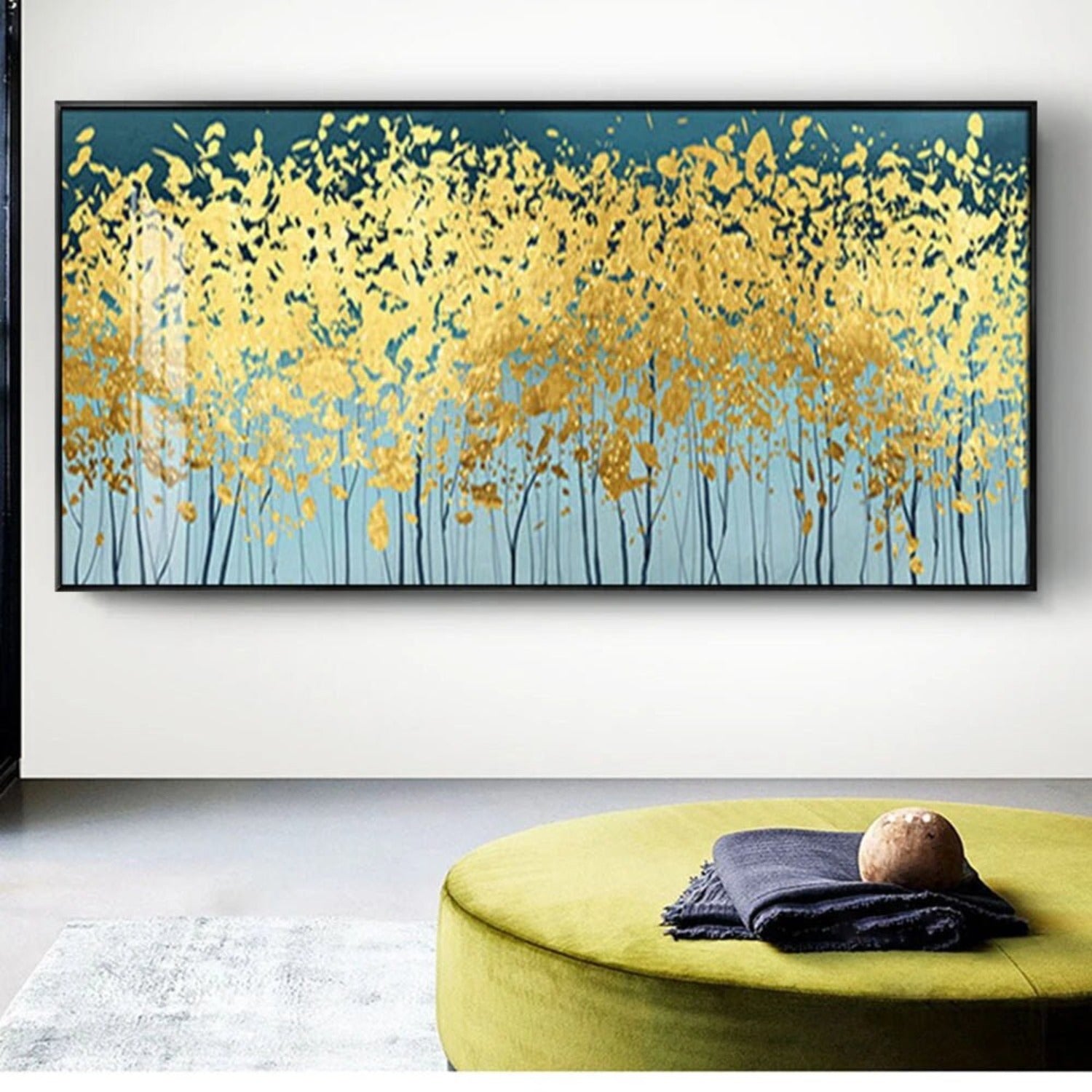 Large Green Gold Forest Abstract Modern Wall Art