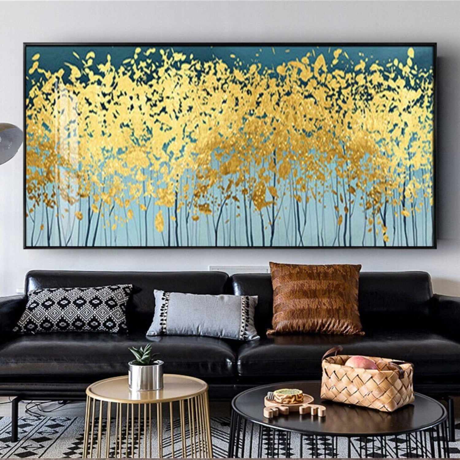 Large Green Gold Forest Abstract Modern Wall Art