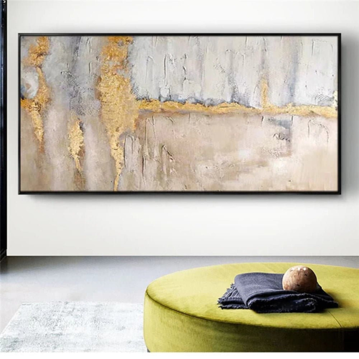 Textured Beige Gold Grey 100% Hand Painted Artwork