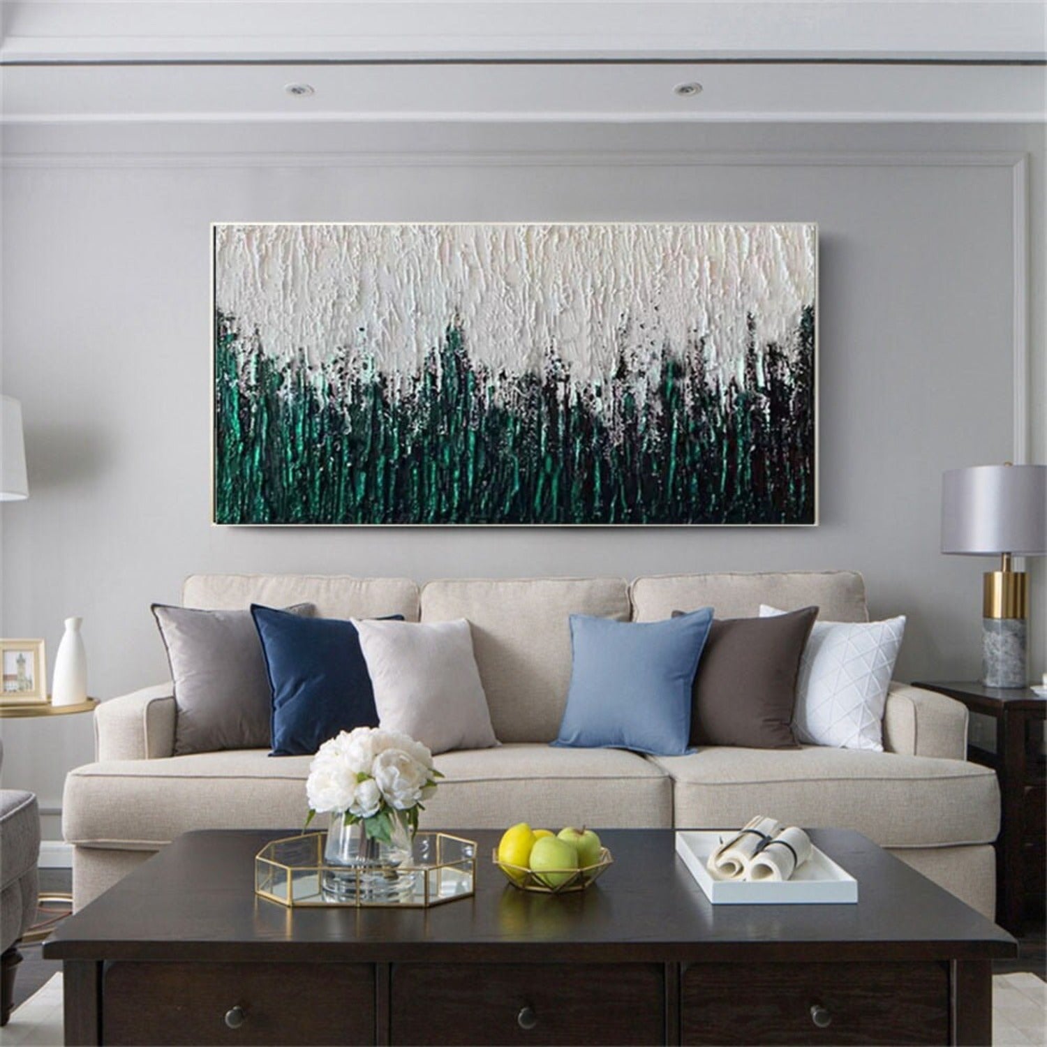 Acrylic Green Field 3D Textured Palette Knife Art