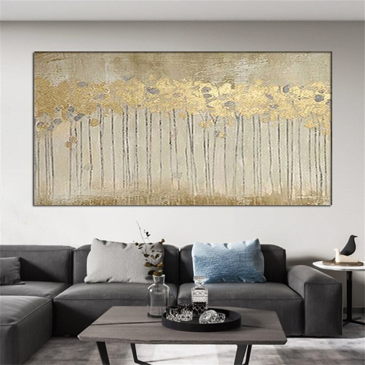 Abstract Gold Foil Tree 100% Hand Painted Wall Art