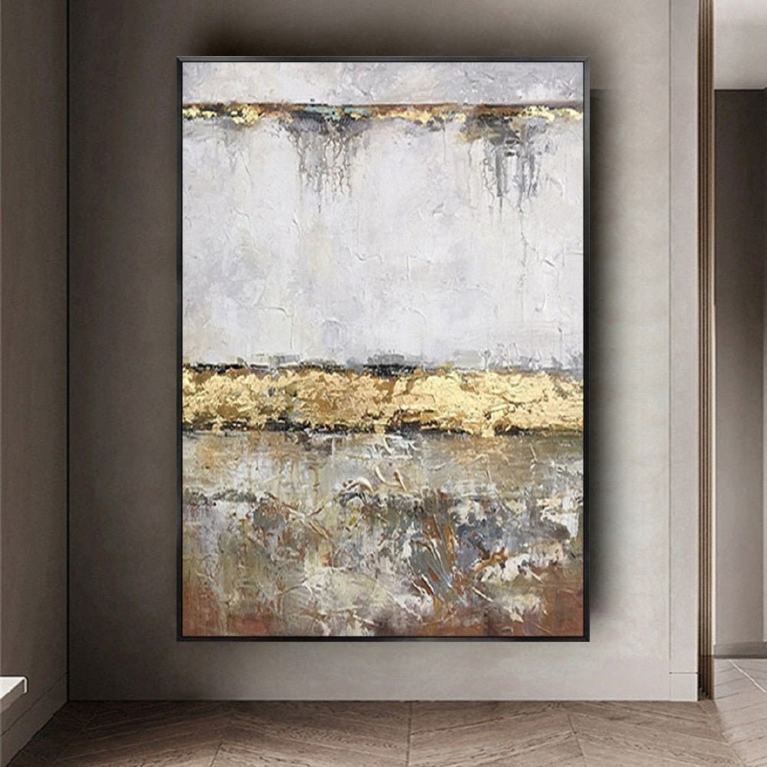 Golden River 100% Hand Painted Minimalist Painting