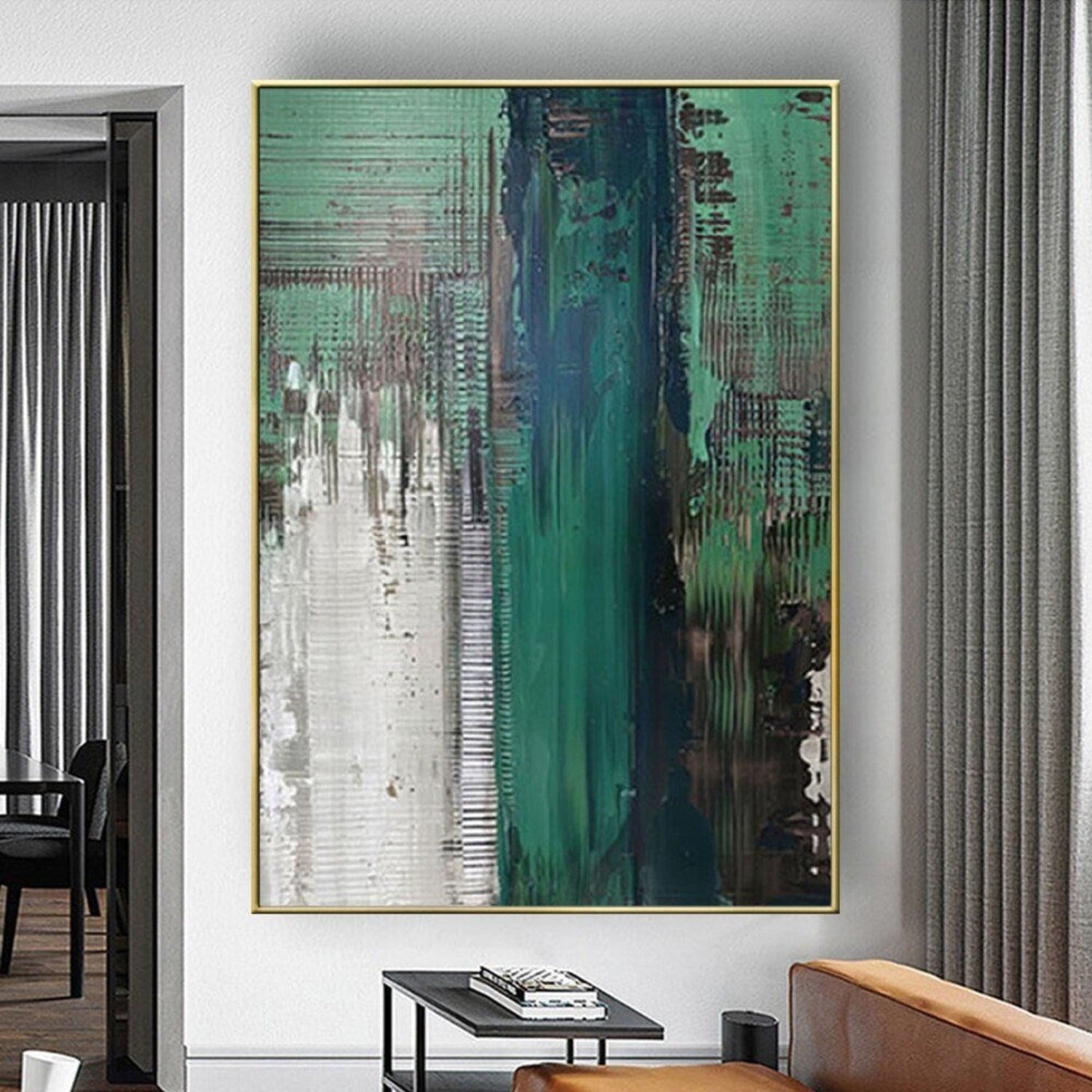 Nordic Interior Green Texture Minimalist Painting