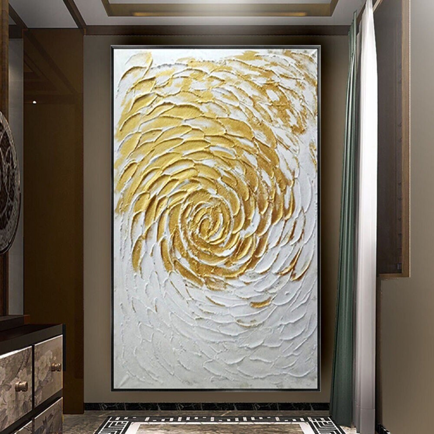 Gold White Cyclone 100% Hand Painted Textured Art