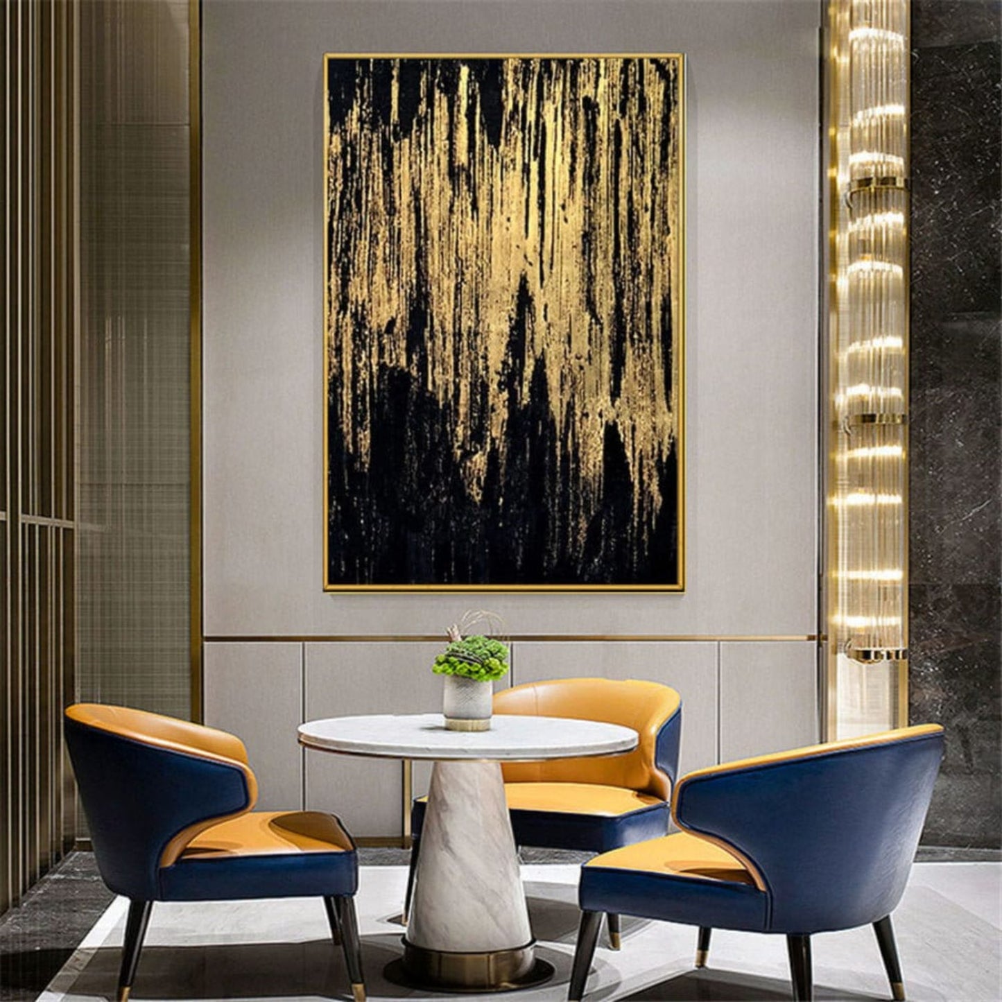 Classical Gold Foil 100% Hand Painted Abstract Art