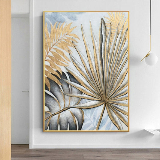 Elegant Gold Leaves 100% Hand Painted Wall Art