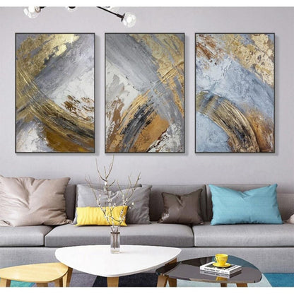 Grey Gold Marble Effect Set of 3 Hand Painted Art