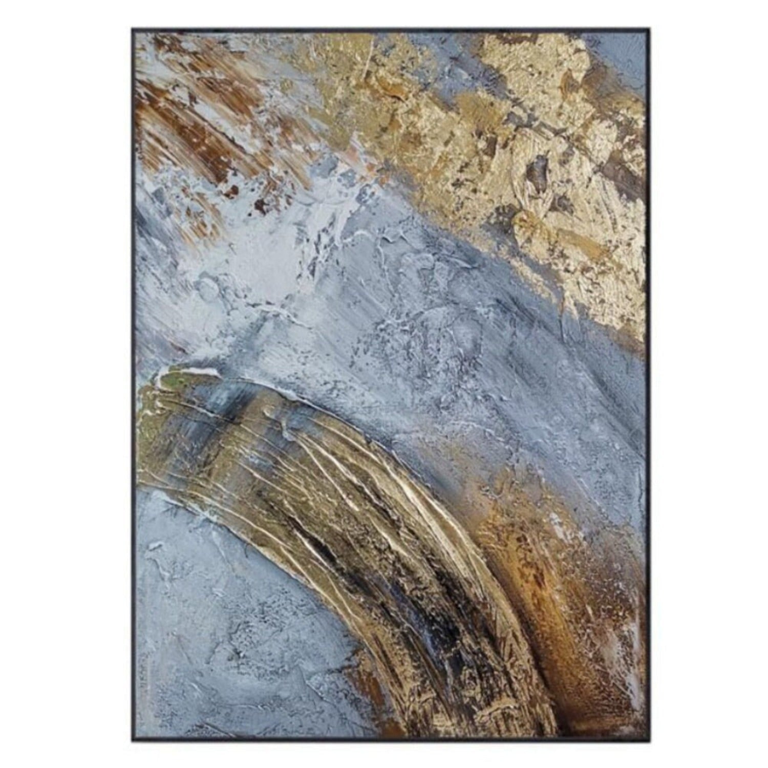 Grey Gold Marble Effect Set of 3 Hand Painted Art