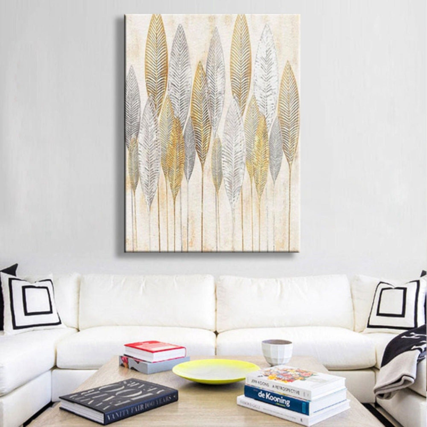 Gold Silver Metal Leaves 100% Hand Painted Artwork