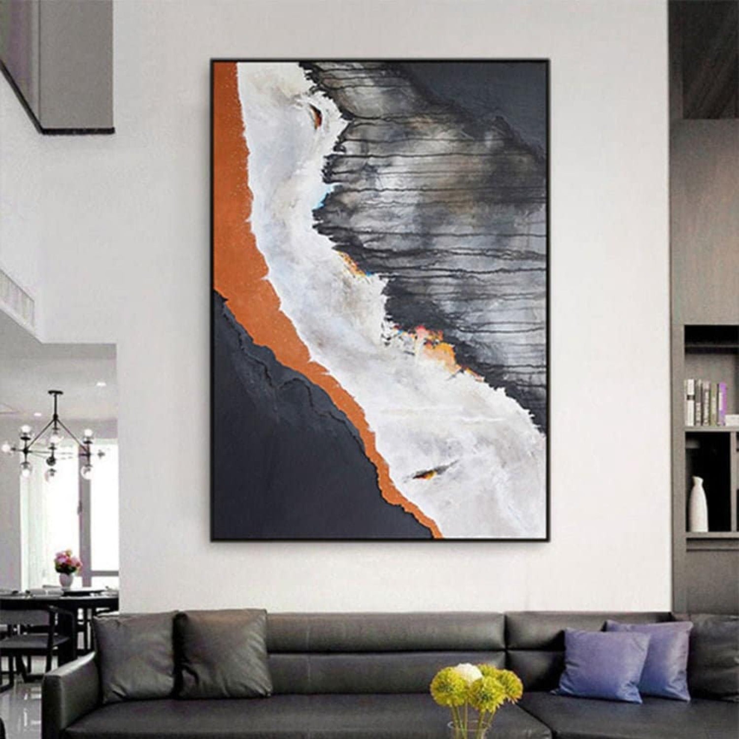 Contemporary Black Landscape 100% Hand Painted Art