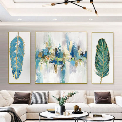 Botanical Leaves 100% Hand Painted 3 Canvas Art