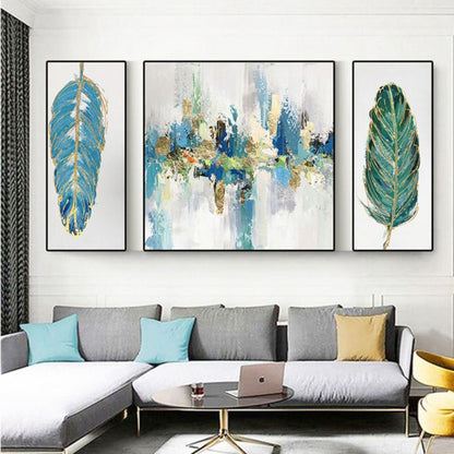 Botanical Leaves 100% Hand Painted 3 Canvas Art