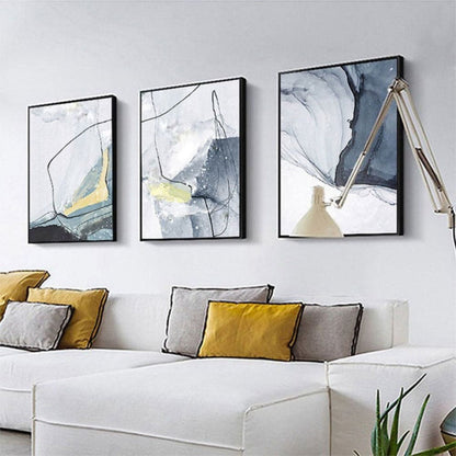 Abstract Fluid Decorative Set of 3 Modern Painting