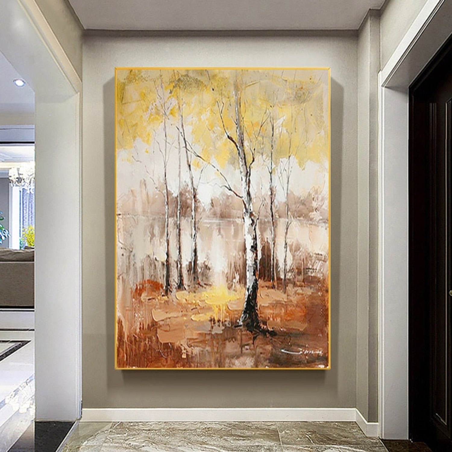 Birch Trees 100% Hand Painted Elegant Wall Decor