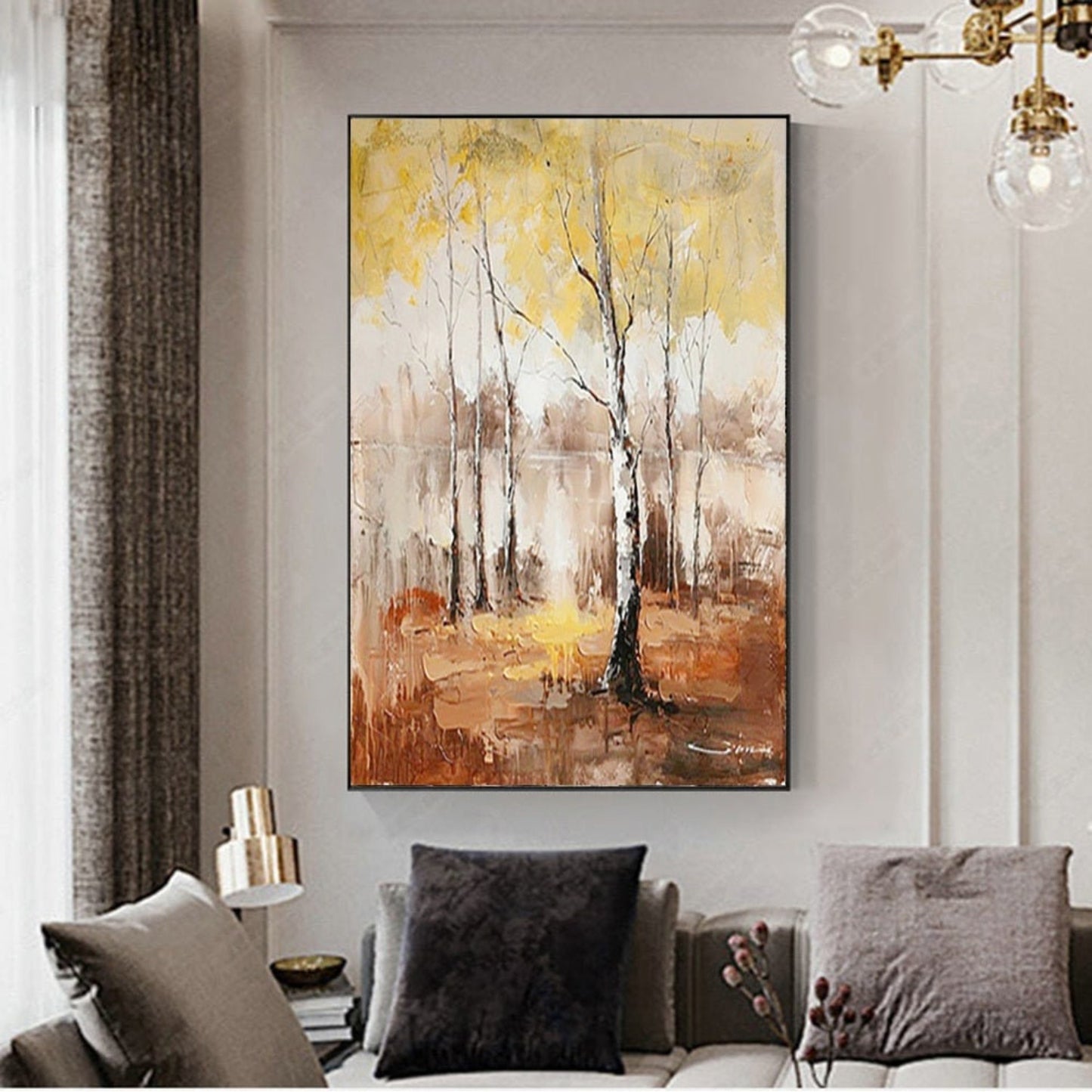 Birch Trees 100% Hand Painted Elegant Wall Decor