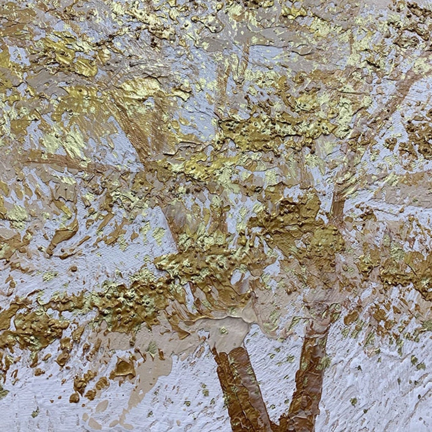 Textured Golden Tree Abstract Landscape Painting