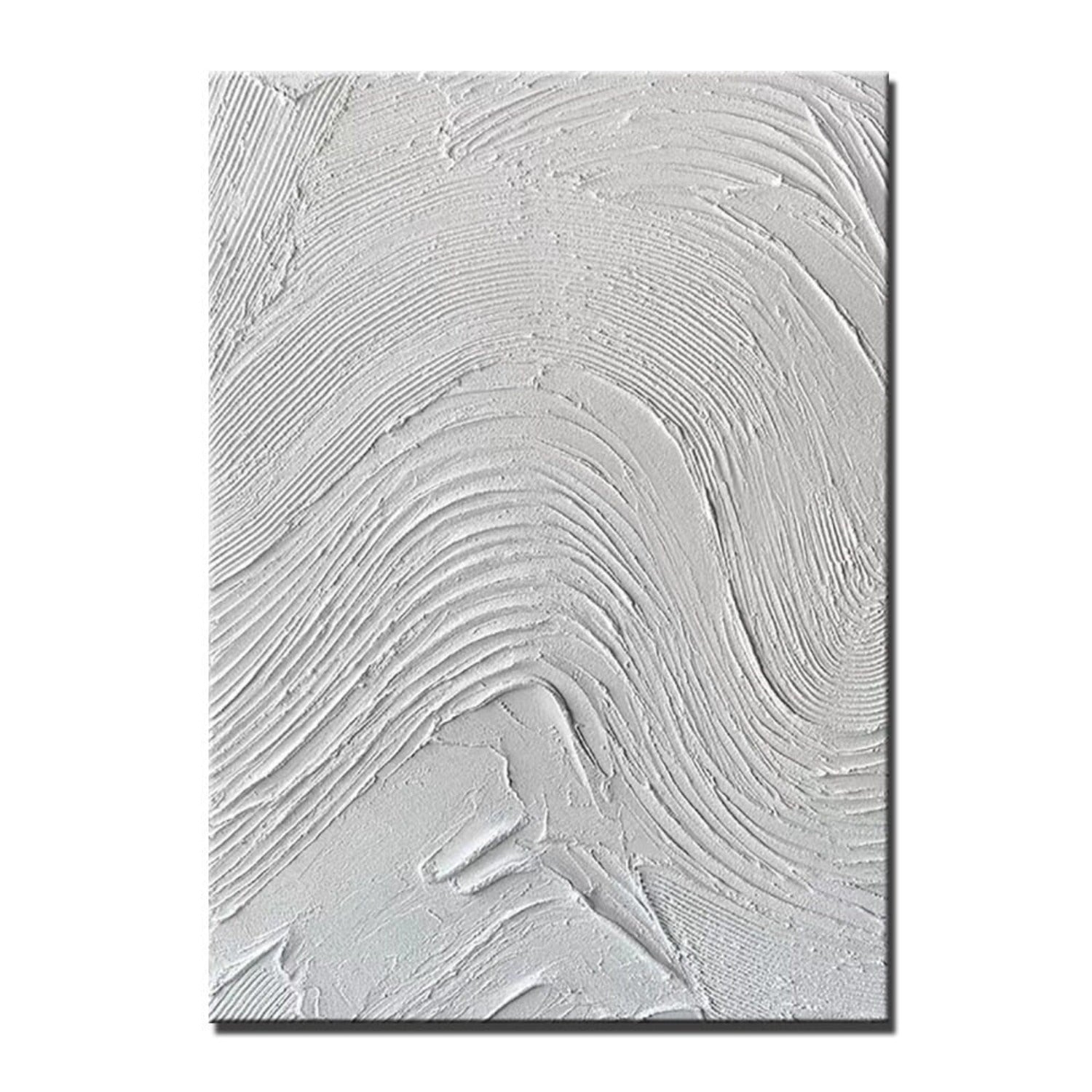 Concrete Style White Waves 3D Textured Painting