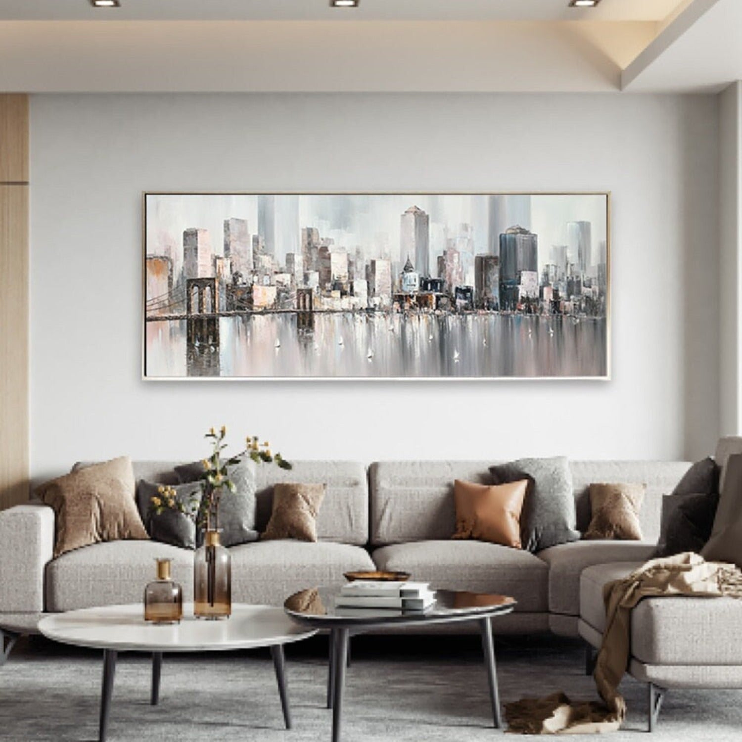 Modern Skyline Cityscape 100% Hand Painted Art