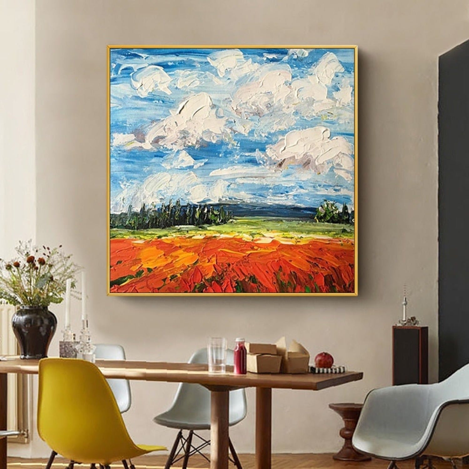 Wonderful Skyline Landscape Palette Knife Painting