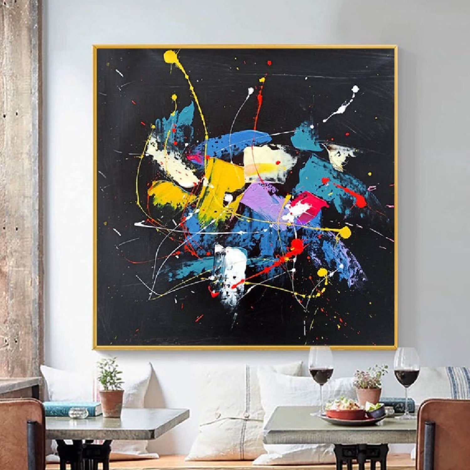 Abstract Black Iconic Jackson Pollock Oil Painting