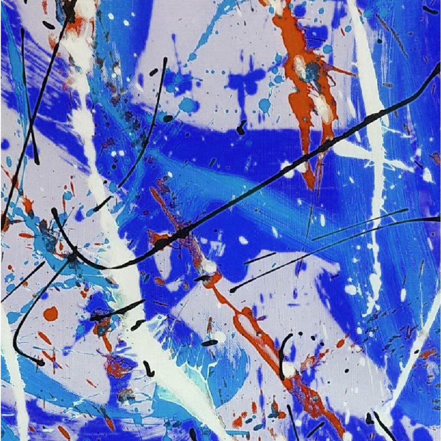 Acrylic Blue 100% Hand Painted Jackson Pollock Art