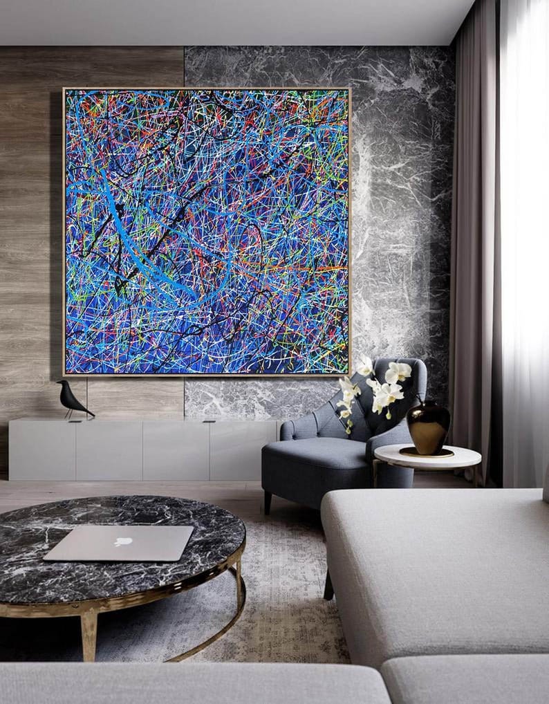 Jackson Pollock Splatter 100% Hand Painted Art | Drip Style Art | Colourful Acrylic Oil Art | Original Abstract Painting | Contemporary Art