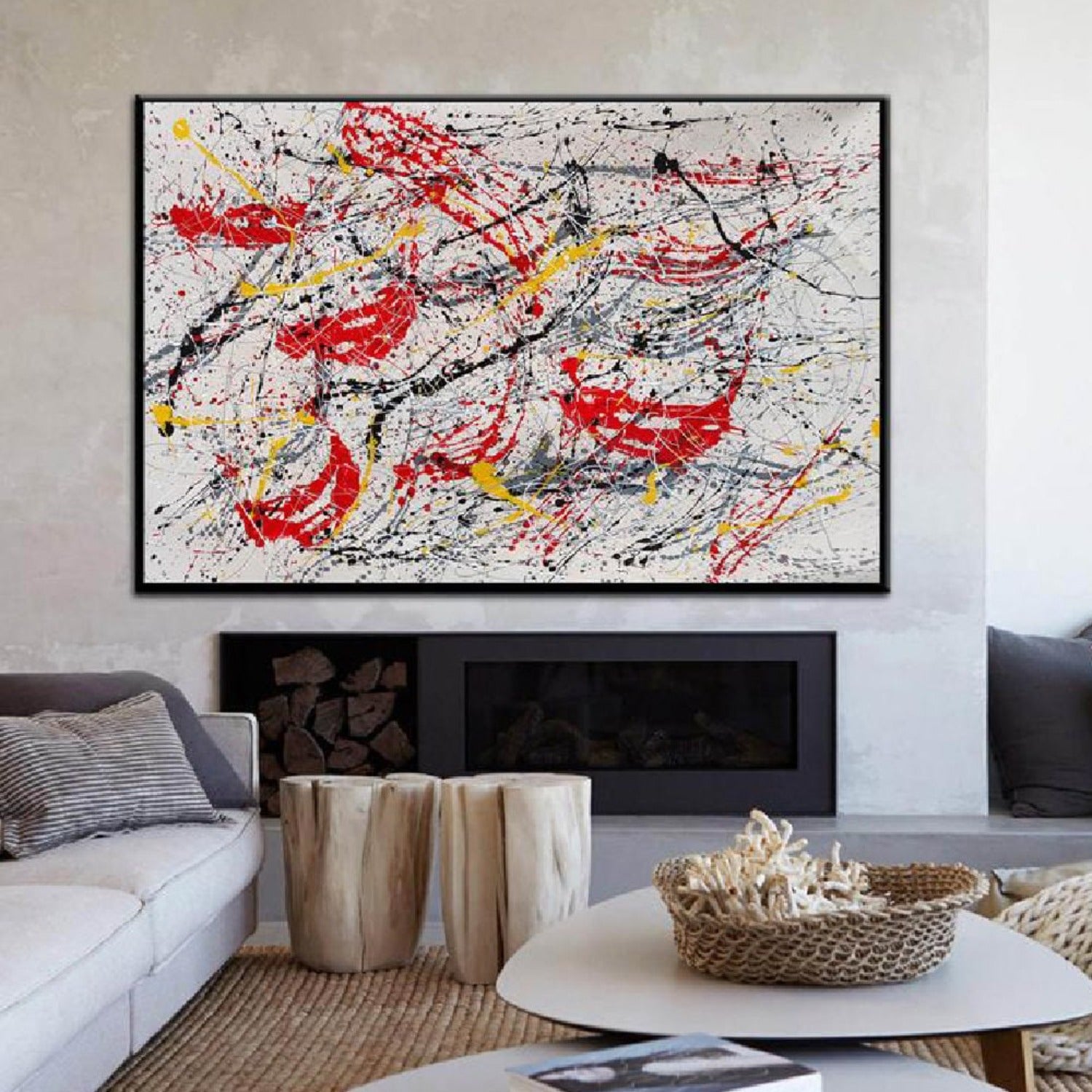 Contemporary 100% Hand Painted Modern Splatter Art