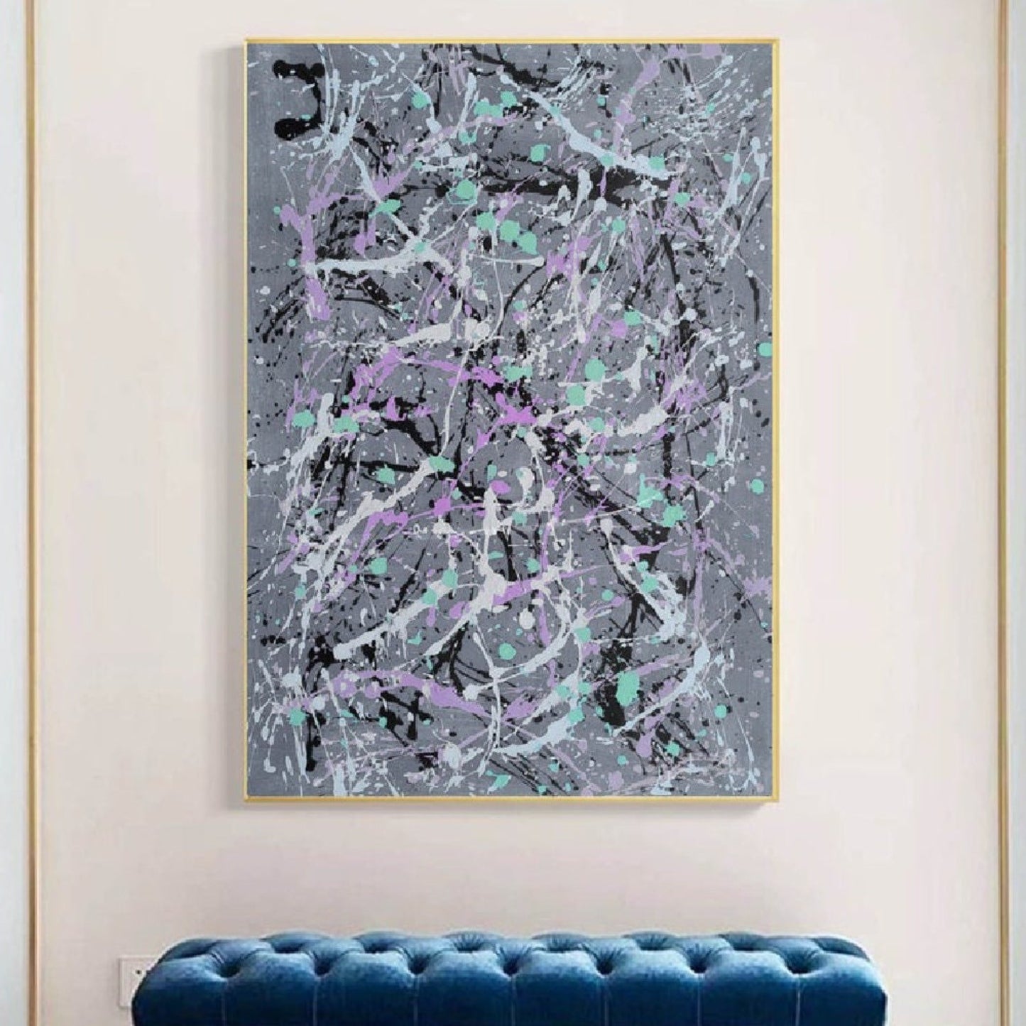 Grey Drip Style 100% Hand Painted Pollock Artwork