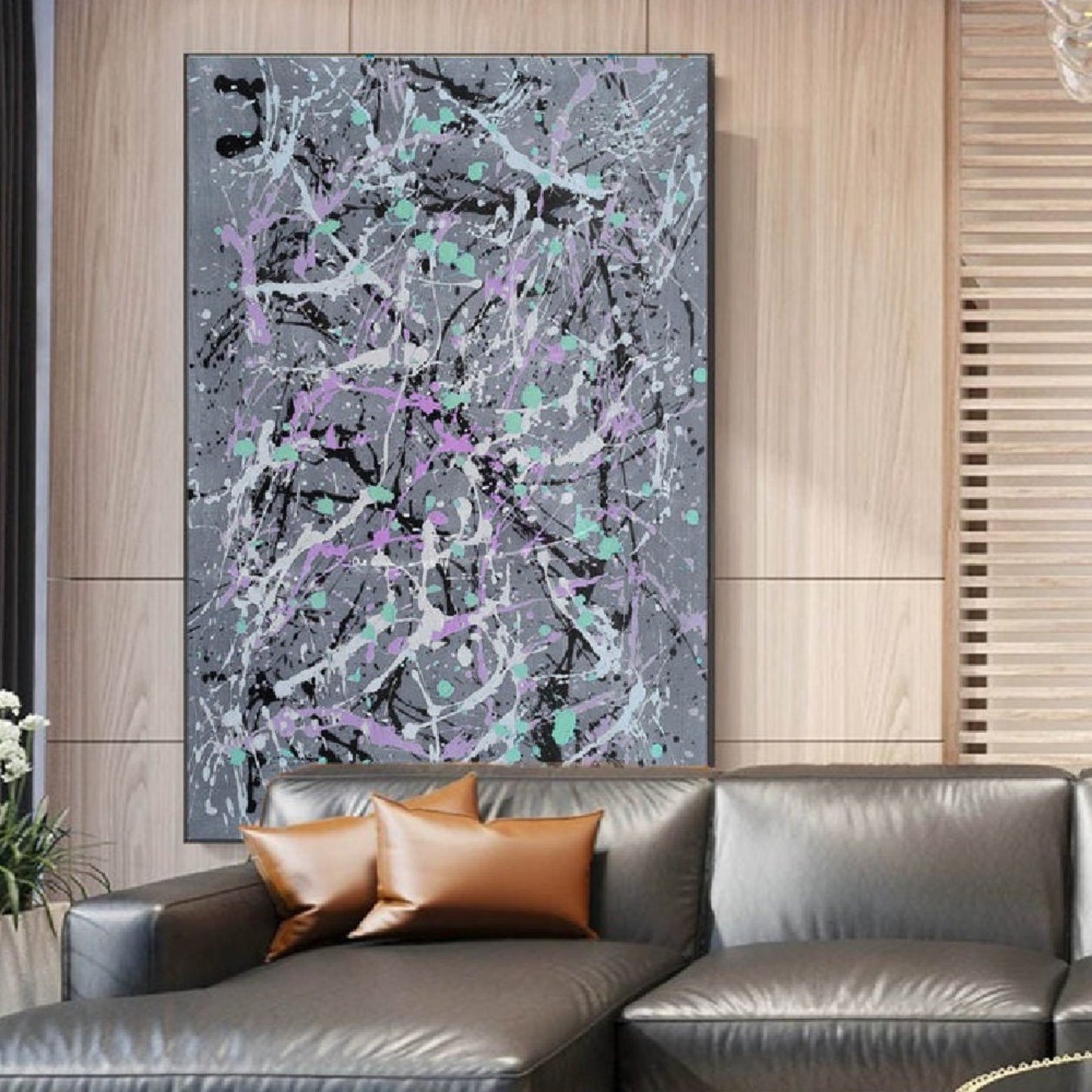 Grey Drip Style 100% Hand Painted Pollock Artwork