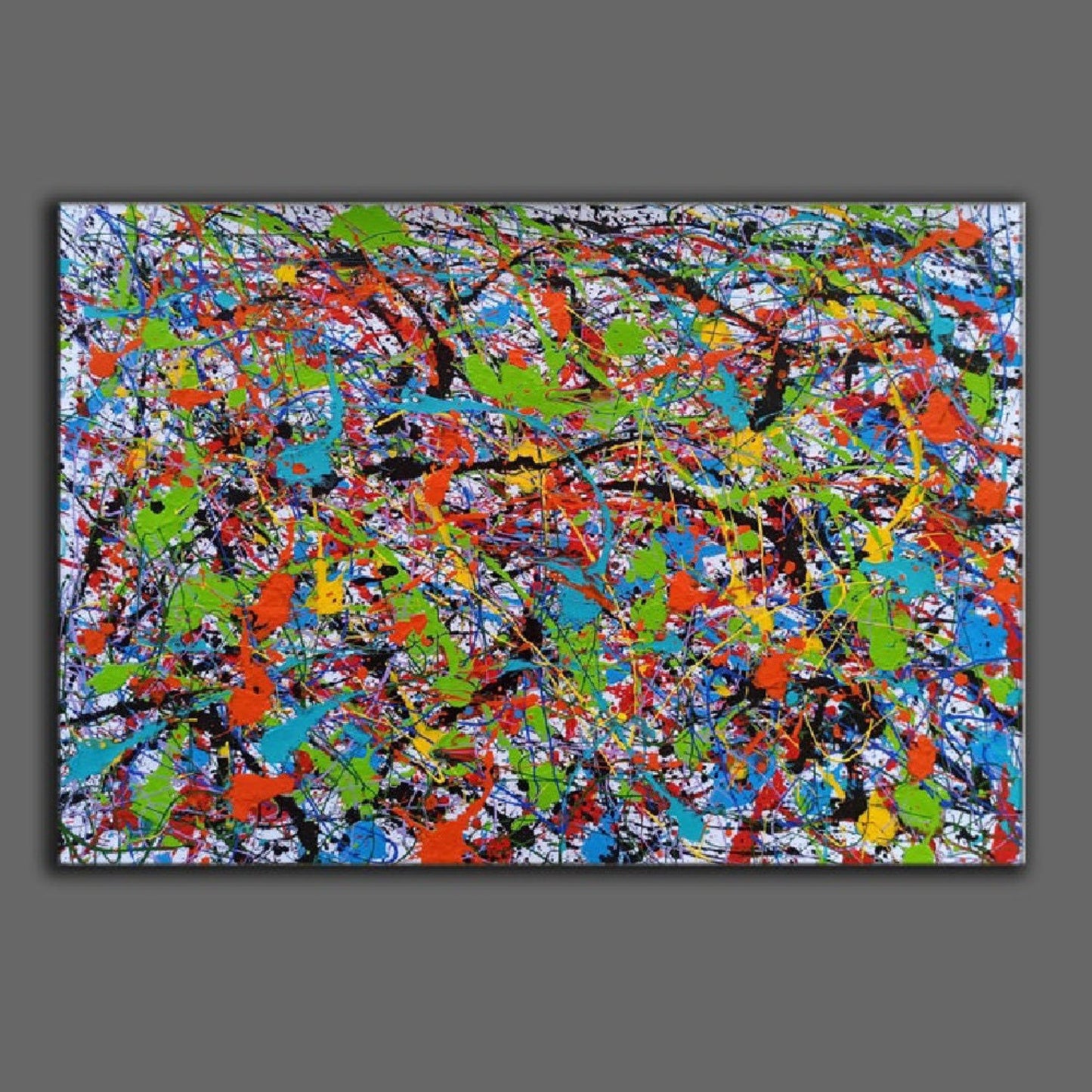 Colourful Pollock Style 100% Hand Painted Wall Art