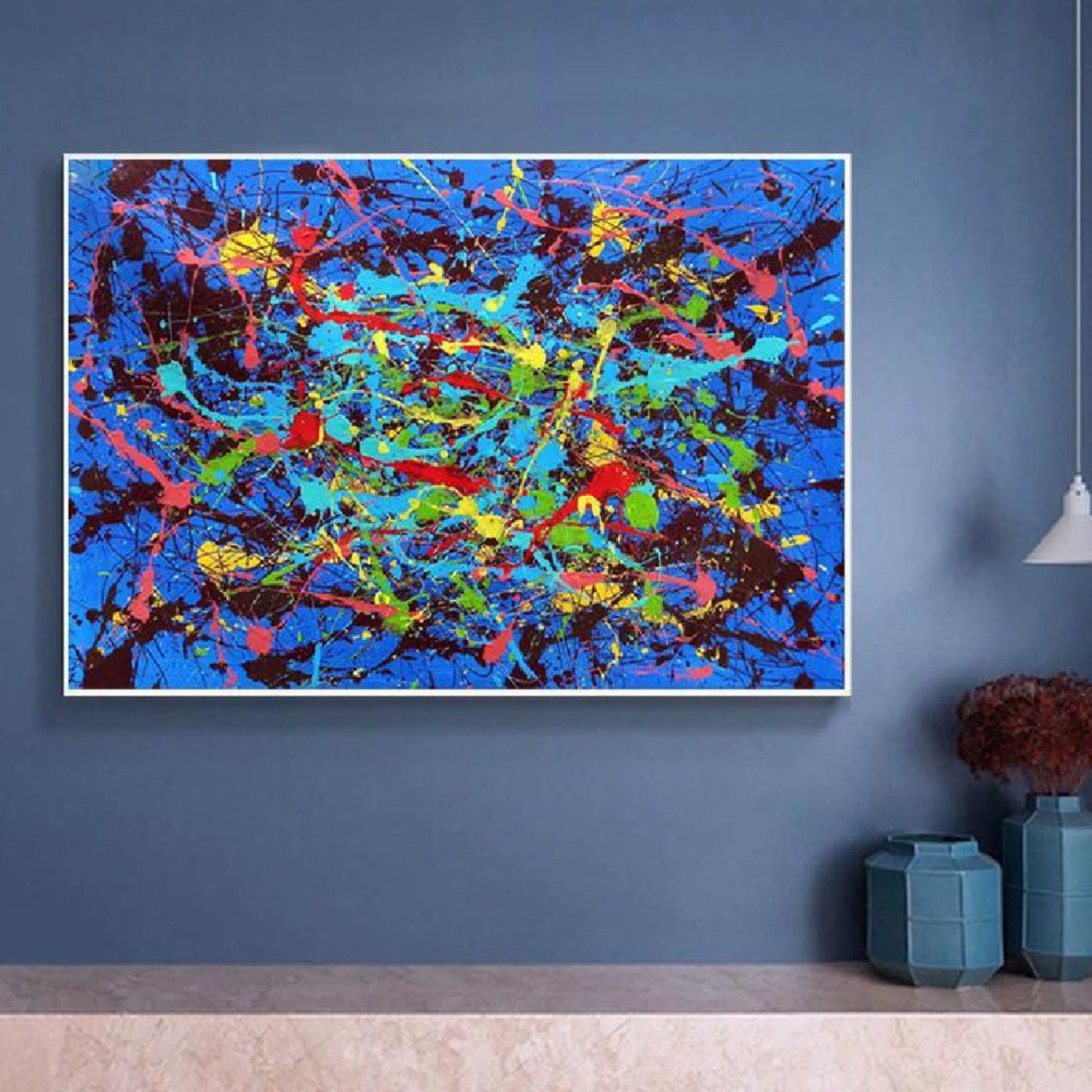 Blue Jackson Pollock 100% Hand Painted Wall Art