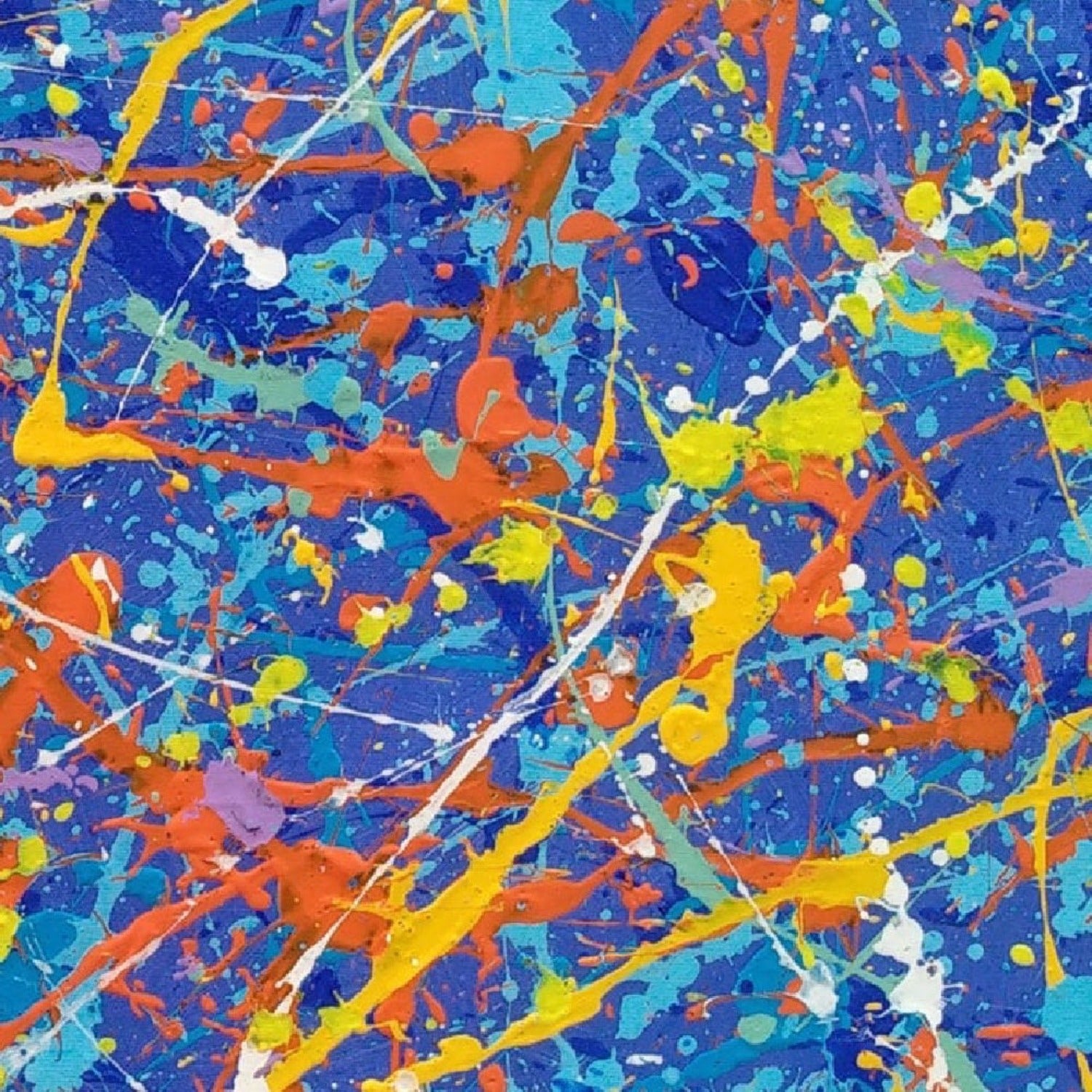 Blue Yellow Red Jackson Pollock Hand Painted Art