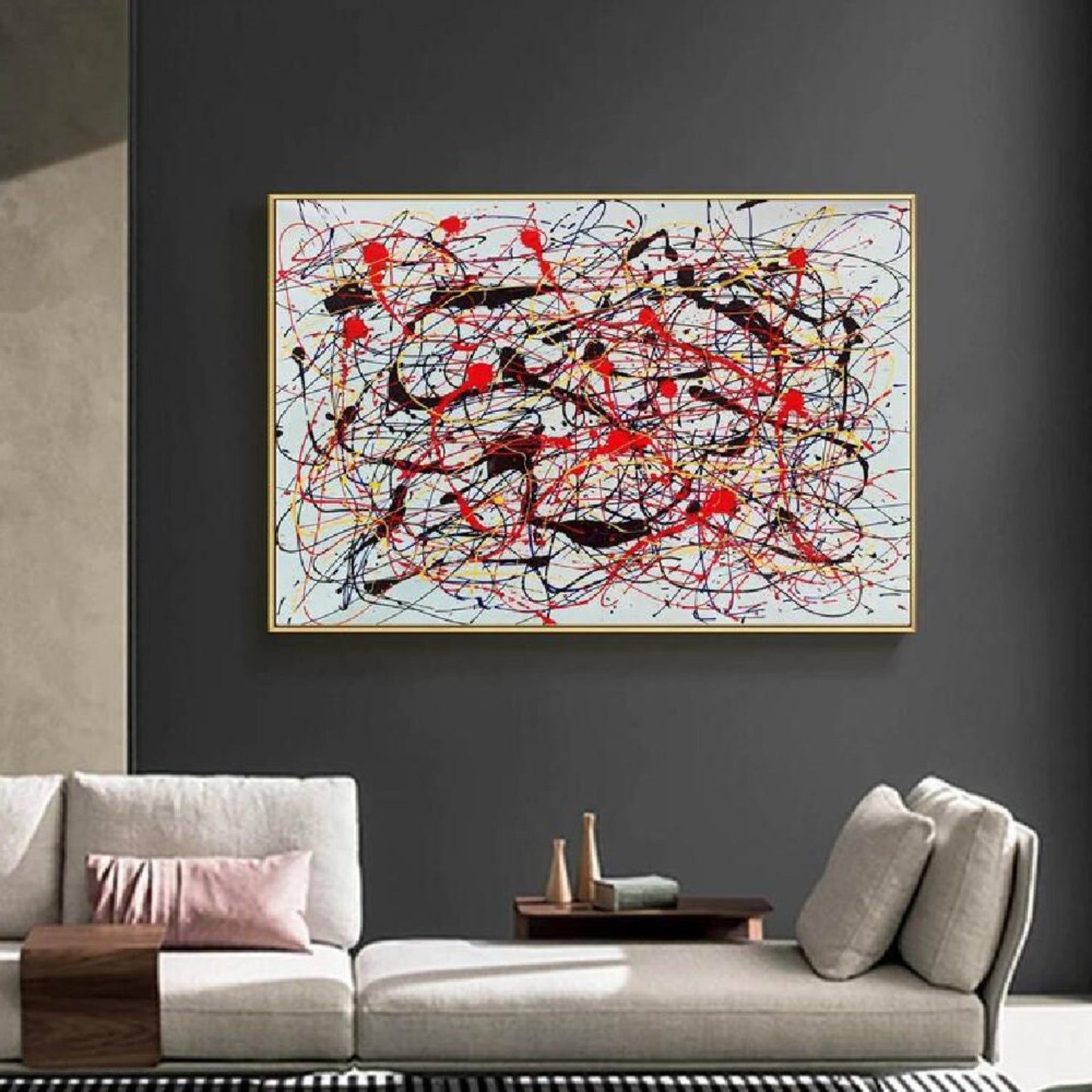 Modern Jackson Pollock 100% Hand Painted Wall Art