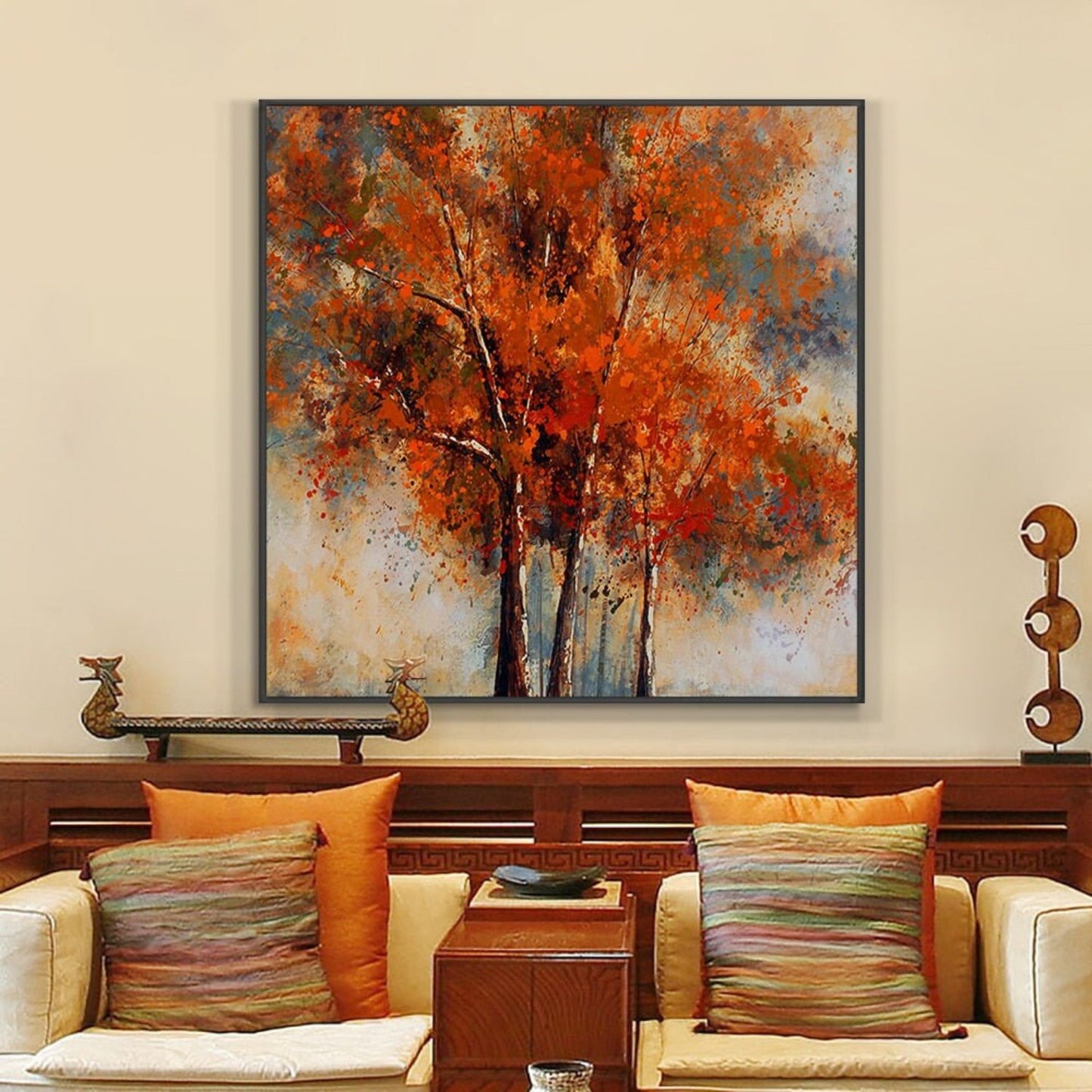 Acrylic Autumn Birch Trees Contemporary Painting