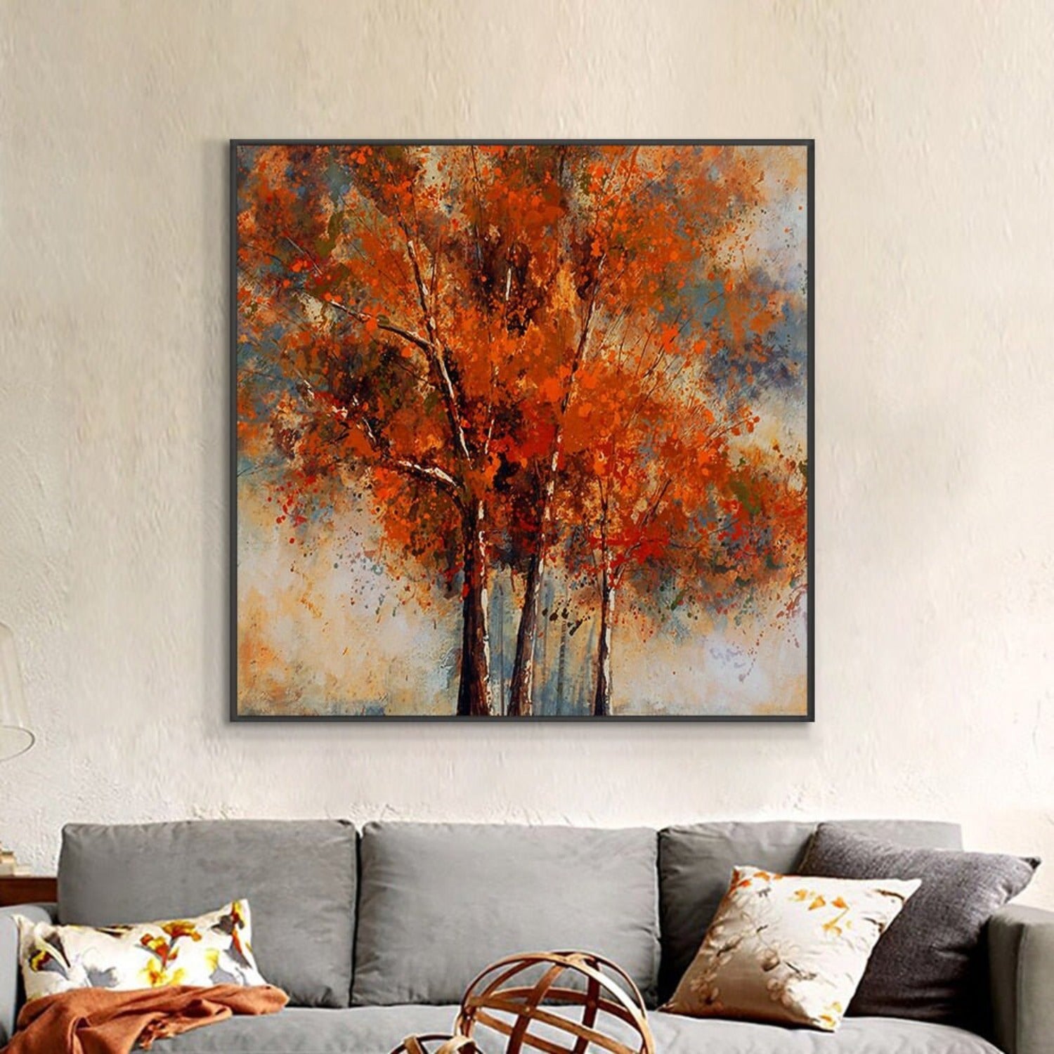 Acrylic Autumn Birch Trees Contemporary Painting