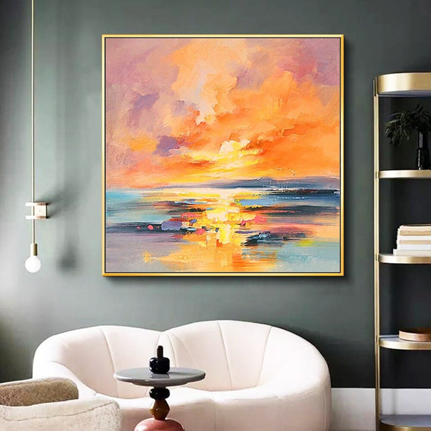 Modern Seascape Acrylic Sunset Landscape Painting