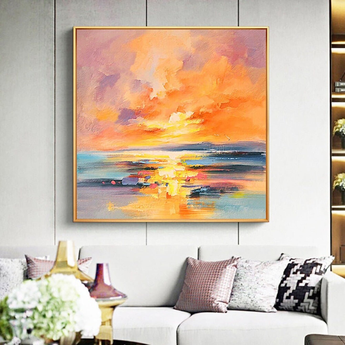 Modern Seascape Acrylic Sunset Landscape Painting