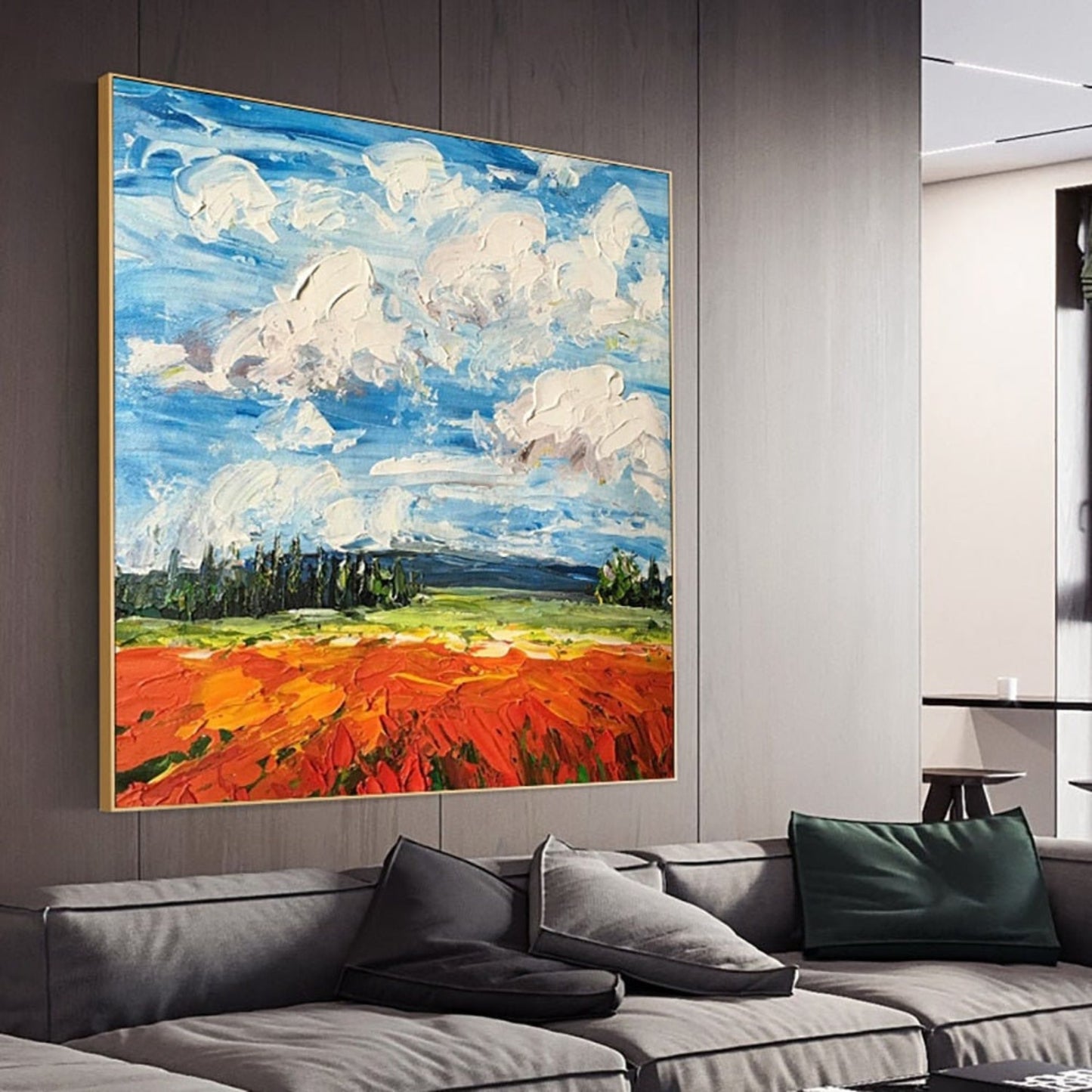 Wonderful Skyline Landscape Palette Knife Painting