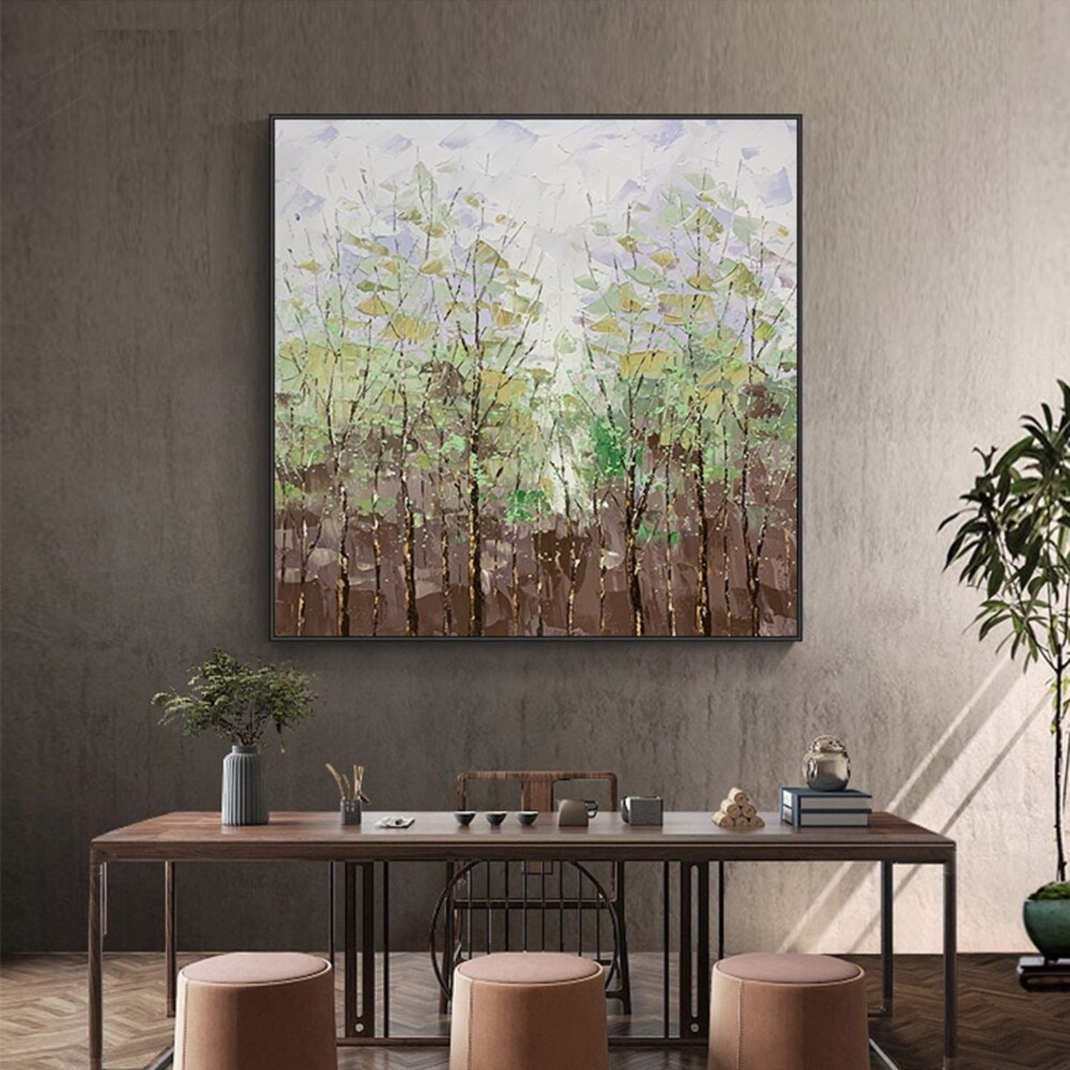 Modern Forest 100% Hand Painted Abstract Oil Art