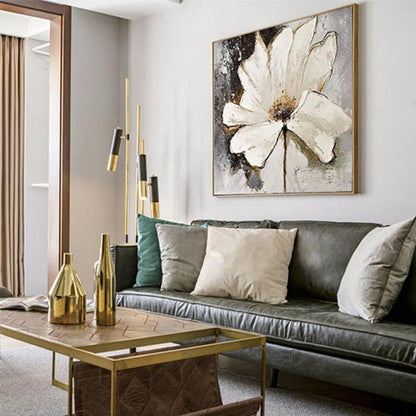 Abstract White Flower 100% Hand Painted Wall Art