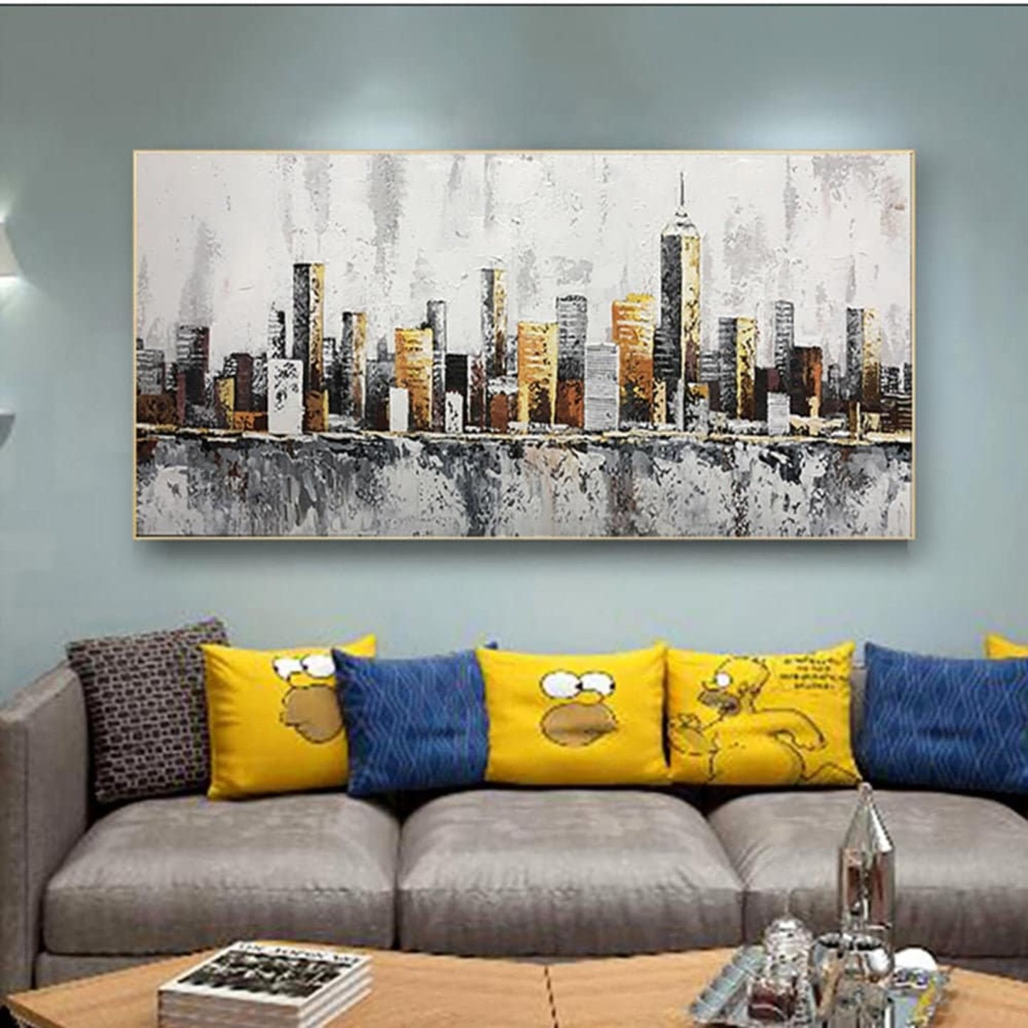 Modern Urban City Skyline Acrylic Oil Painting