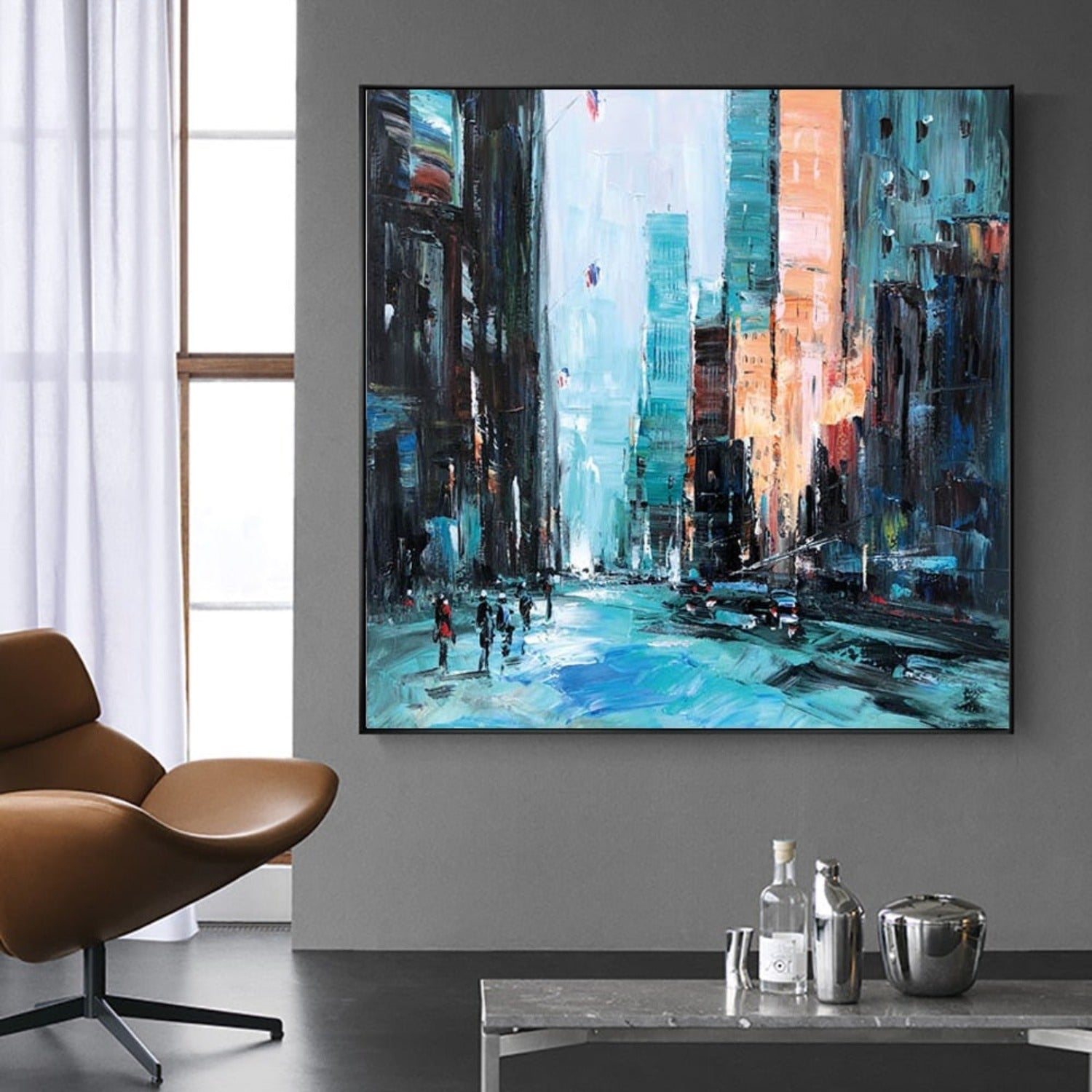 City Street View 100% Hand Painted Abstract Art