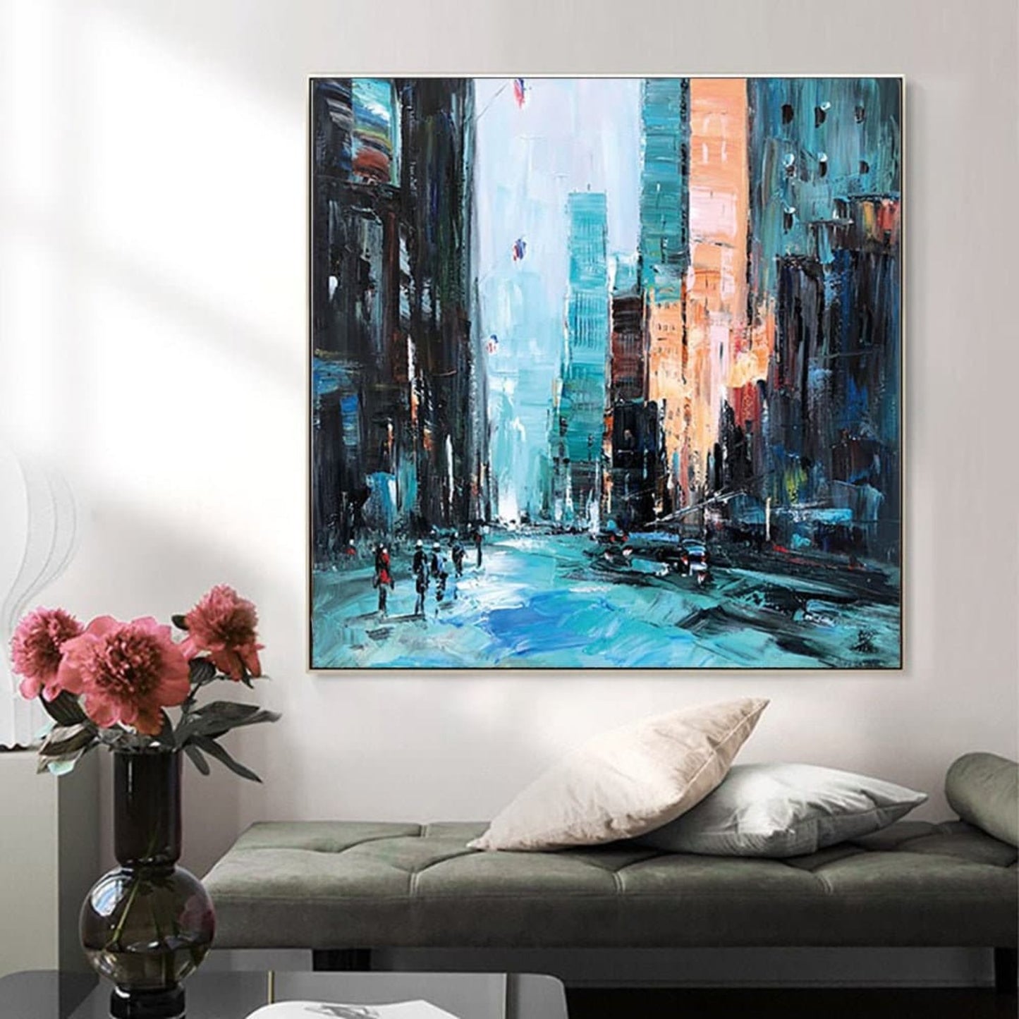 City Street View 100% Hand Painted Abstract Art