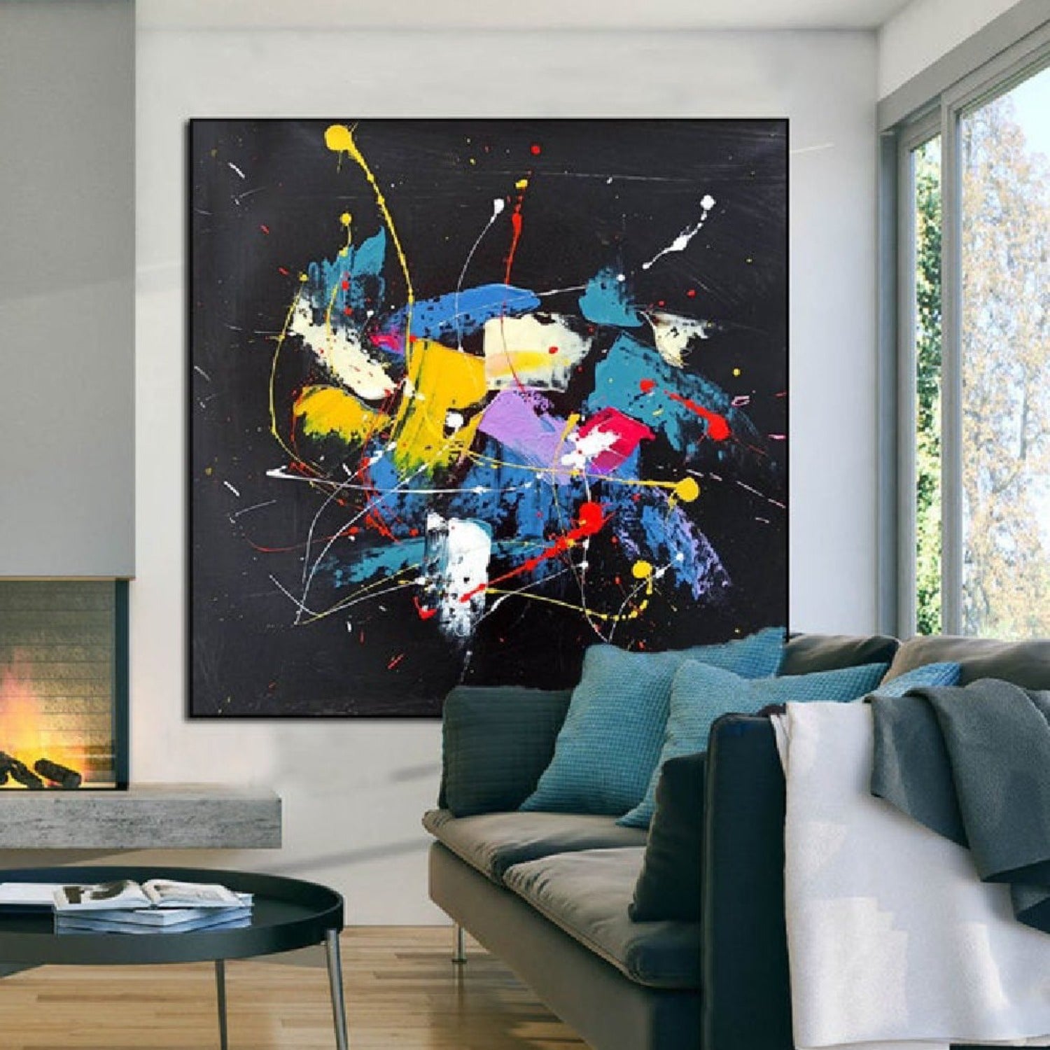 Abstract Black Iconic Jackson Pollock Oil Painting