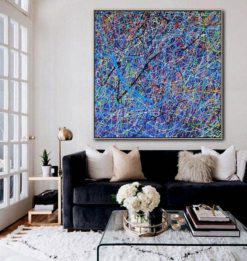 Jackson Pollock Splatter 100% Hand Painted Art | Drip Style Art | Colourful Acrylic Oil Art | Original Abstract Painting | Contemporary Art