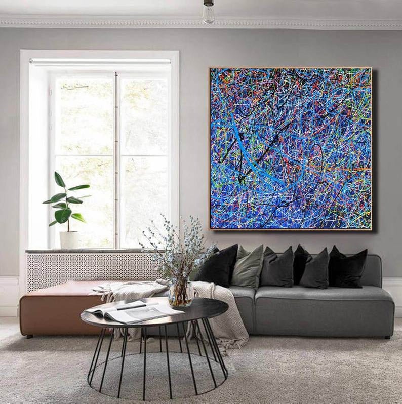 Jackson Pollock Splatter 100% Hand Painted Art | Drip Style Art | Colourful Acrylic Oil Art | Original Abstract Painting | Contemporary Art