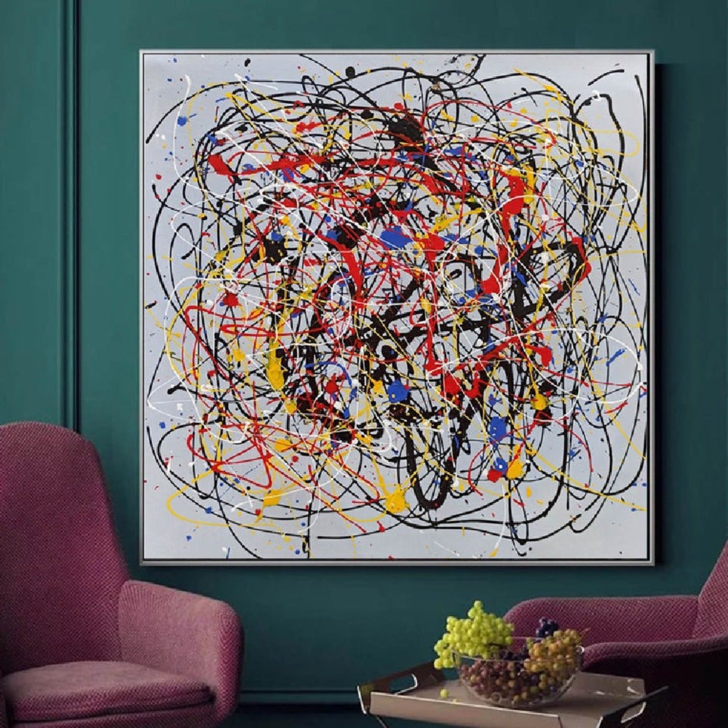 Original Acrylic Pollock Colourful Modern Wall Art