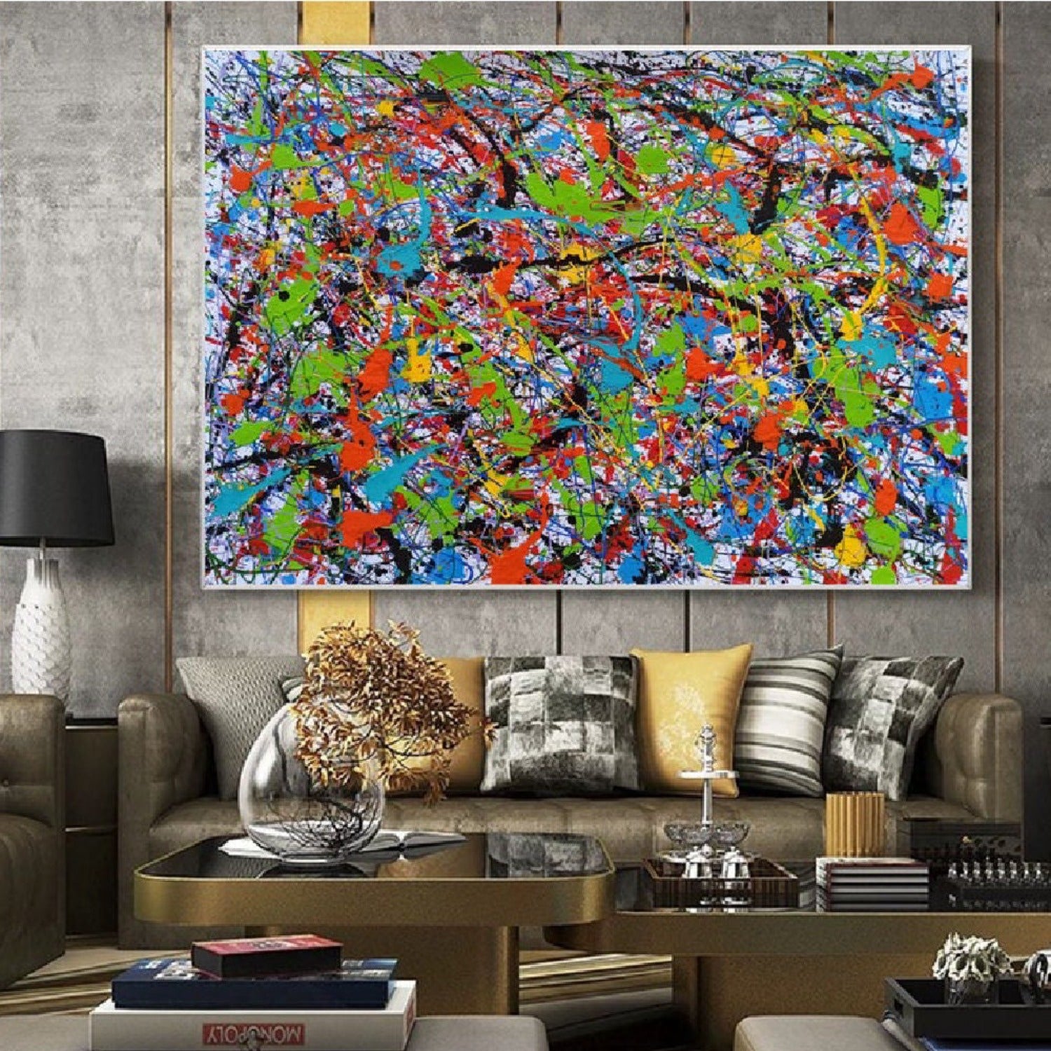 Colourful Pollock Style 100% Hand Painted Wall Art